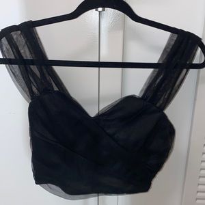 black mesh party blouse 🤍